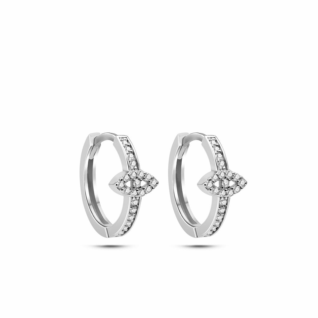 Evil Eye Küpe detay görünümü - 14K altın pırlanta nazar boncuğu halka küpe