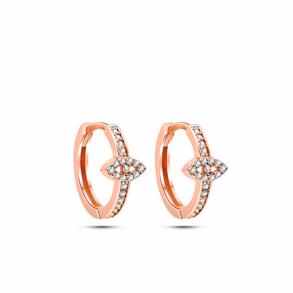 Evil Eye Küpe detay görünümü - 14K altın pırlanta nazar boncuğu halka küpe