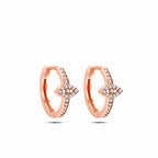 Evil Eye Küpe detay görünümü - 14K altın pırlanta nazar boncuğu halka küpe