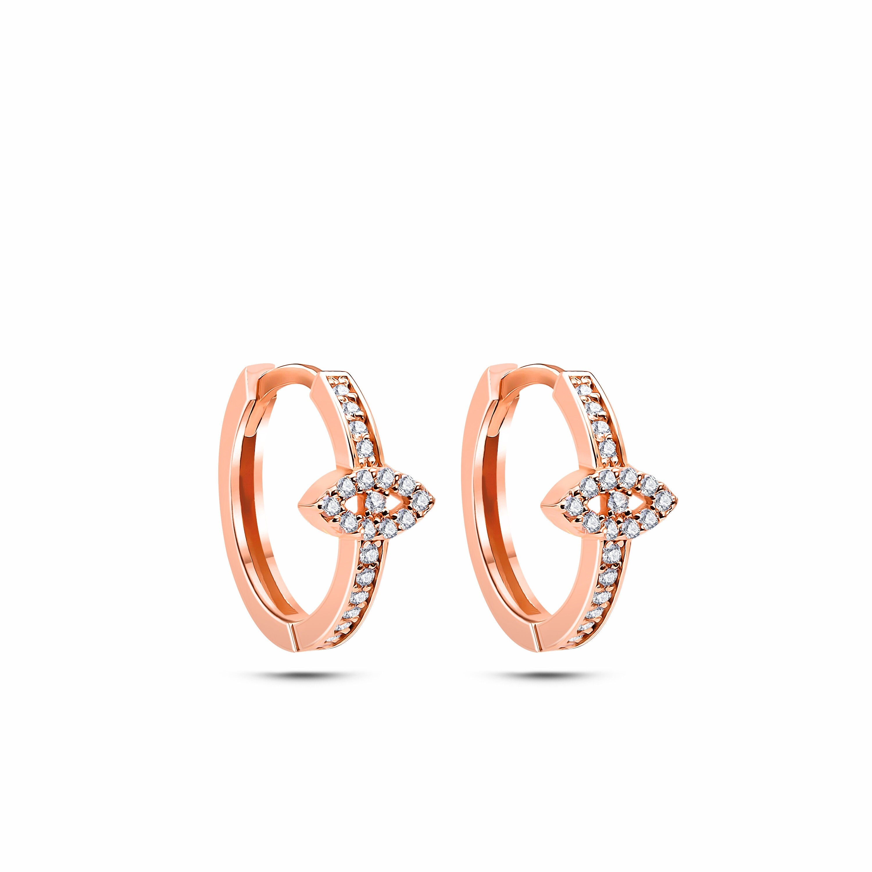 Evil Eye Küpe detay görünümü - 14K altın pırlanta nazar boncuğu halka küpe