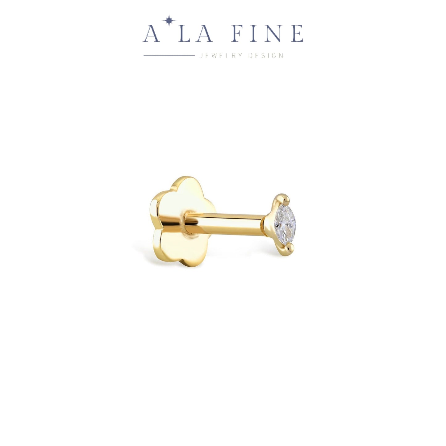 Marquise Diamond Gold Piercing