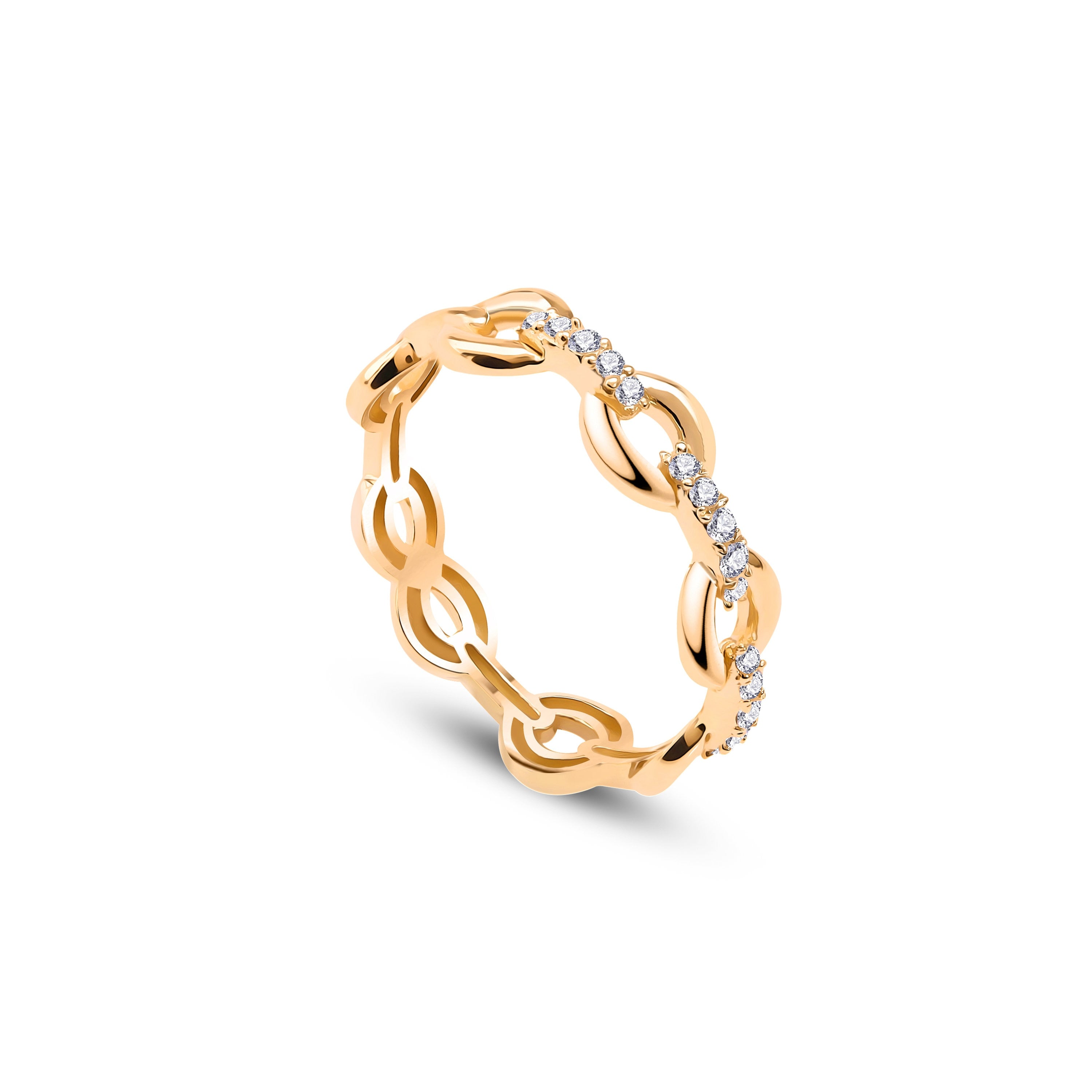 Link Yüzük detay görünümü - 14K altın pırlanta zincir yüzük