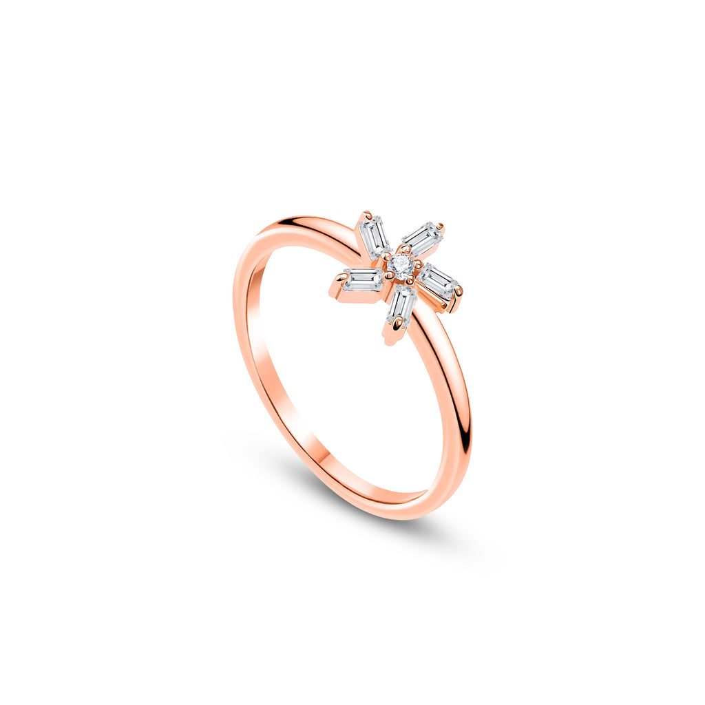 Daisy Yüzük detay görünümü - 14K altın pırlanta papatya