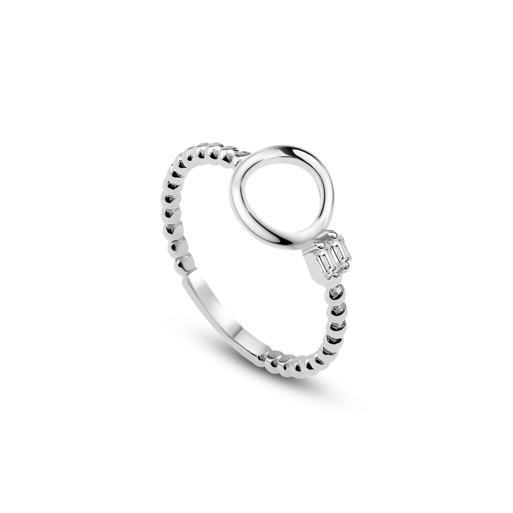 Halo Baguette Yüzük detay görünümü - 14K altın pırlanta baget yüzük