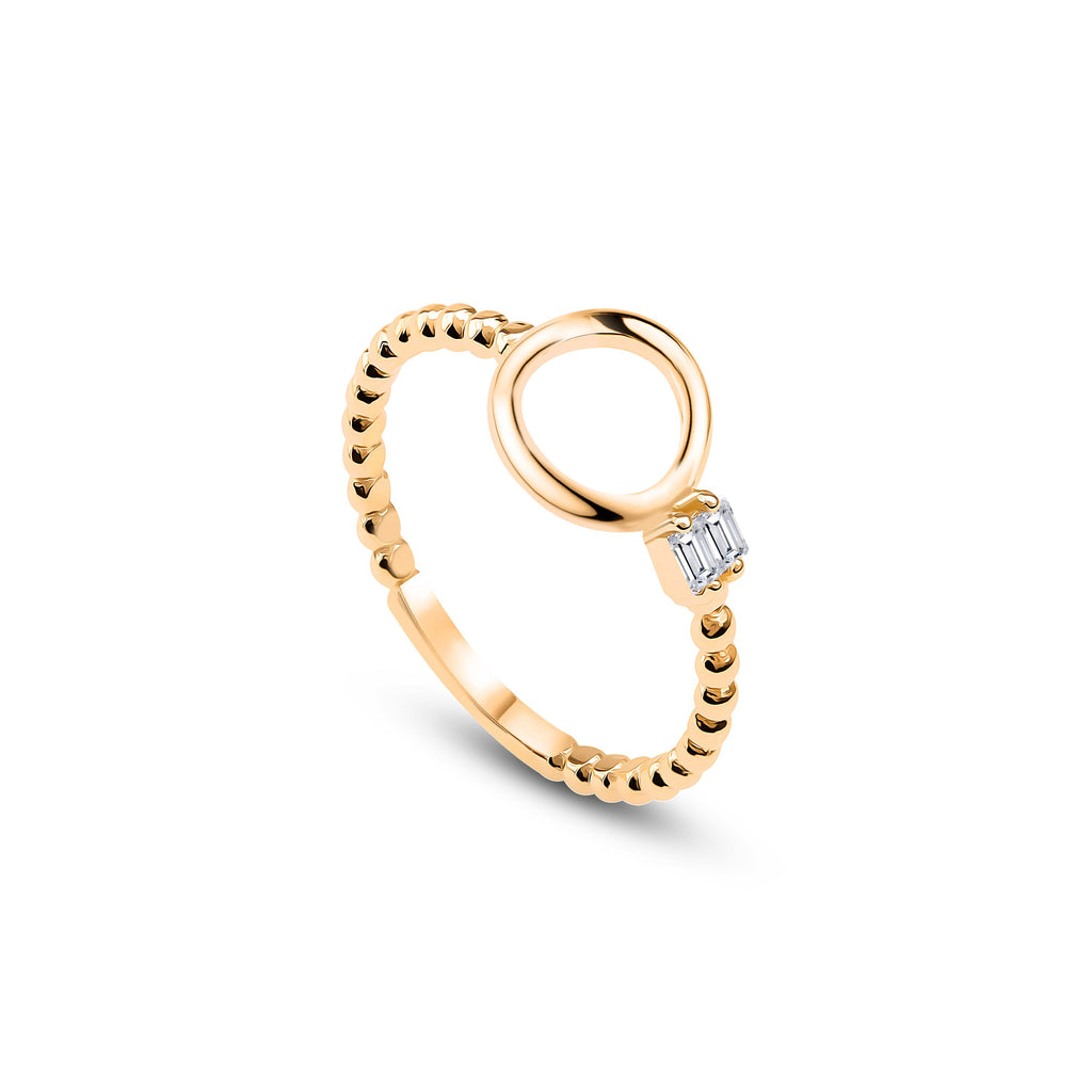 Halo Baguette Yüzük detay görünümü - 14K altın pırlanta baget yüzük