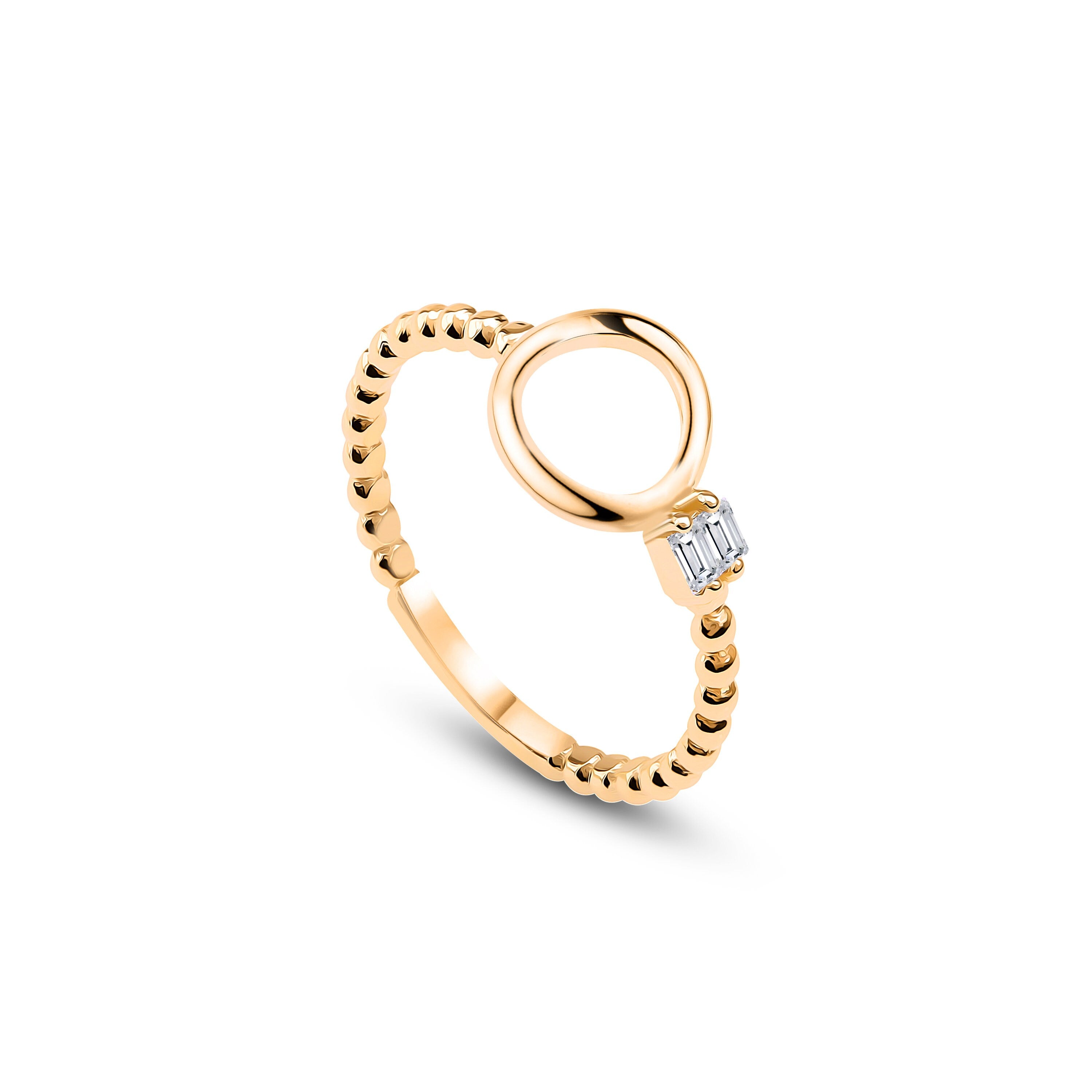 Halo Baguette Yüzük detay görünümü - 14K altın pırlanta baget yüzük