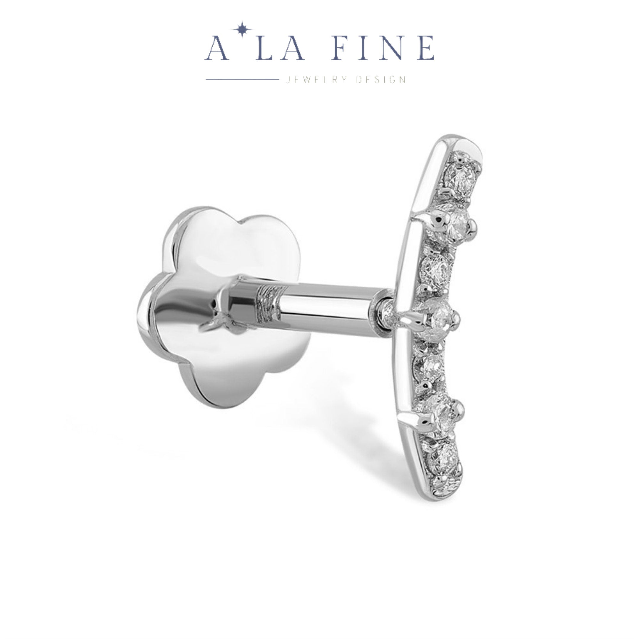 Pırlantalı Yay Piercing - 14K altın pırlanta yay piercing