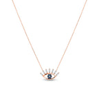 Pırlanta nazar boncuğu kolye detay görünümü - 14K altın el yapımı tasarım