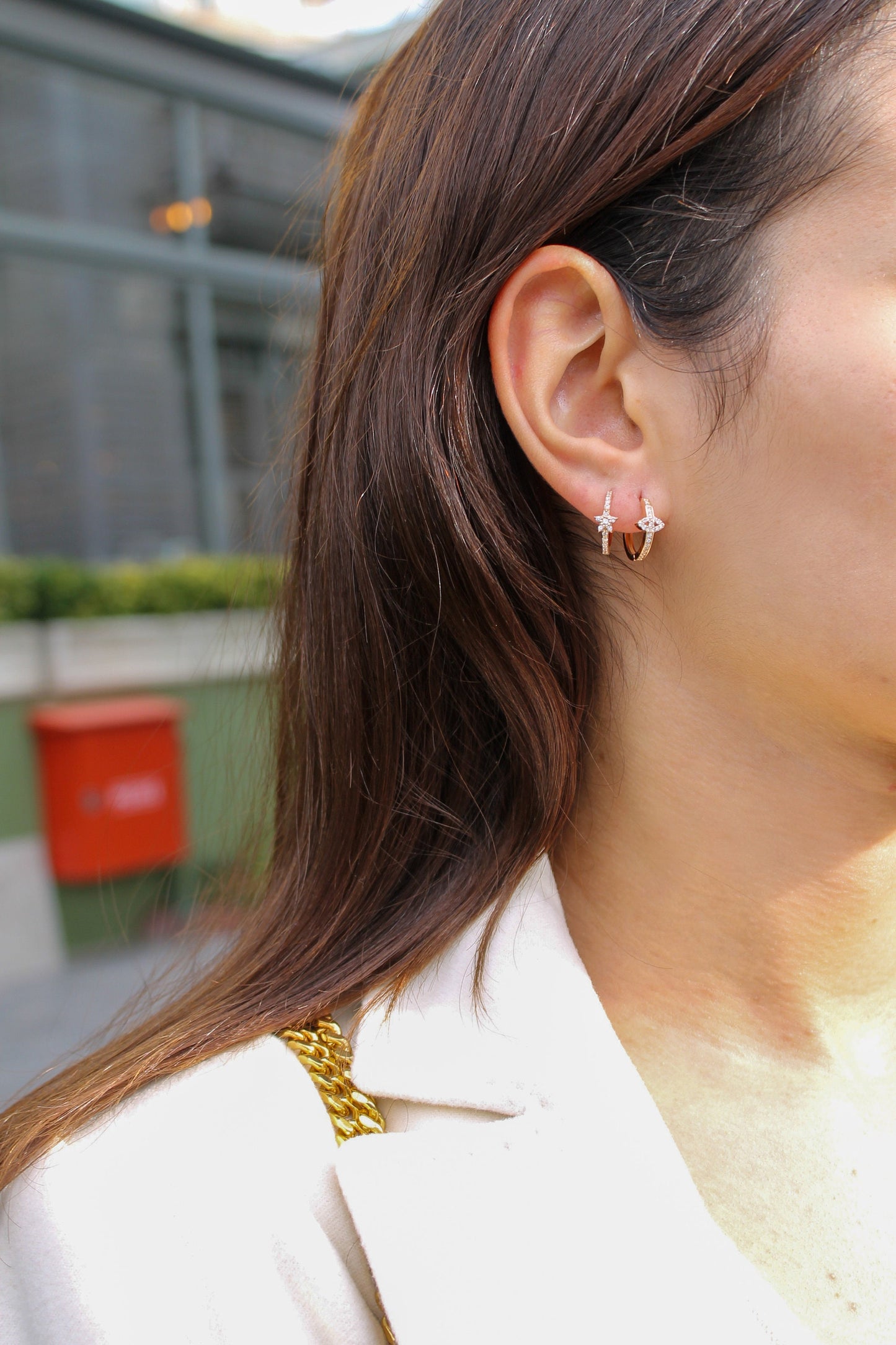 Diamond Mini Star Gold Earrings