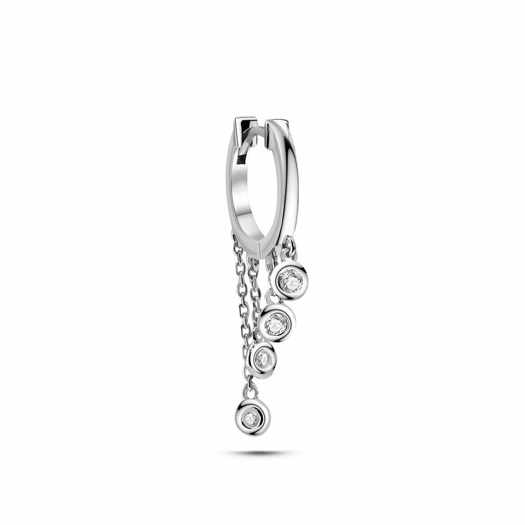 Moving Seed Küpe detay görünümü - 14K altın pırlanta sallantılı küpe