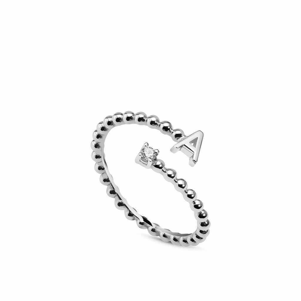 Bubble Letter Yüzük detay görünümü - 14K altın harf yüzük