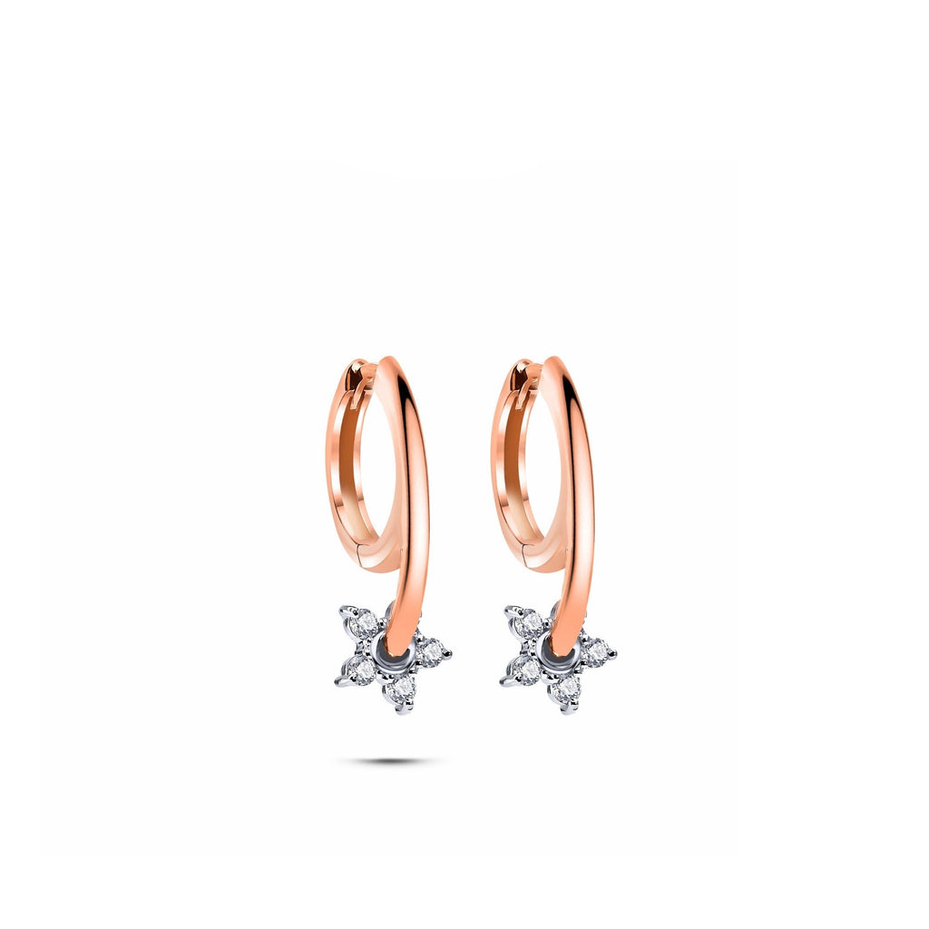 Starburst yıldız tasarımlı pırlanta taşlı 14K altın sallantılı küpe