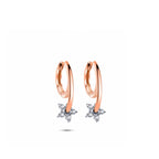 Starburst yıldız tasarımlı pırlanta taşlı 14K altın sallantılı küpe