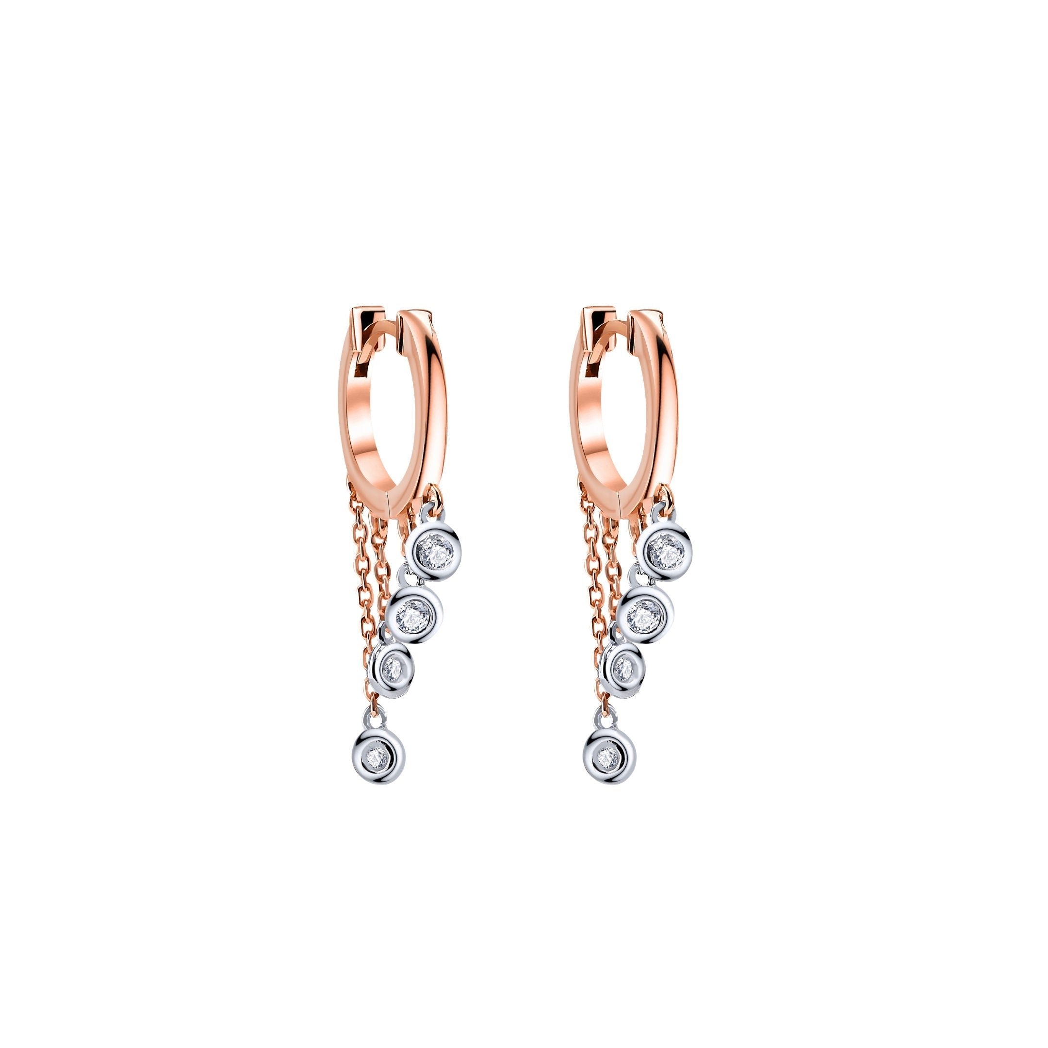 Moving Seed Küpe detay görünümü - 14K altın pırlanta sallantılı küpe