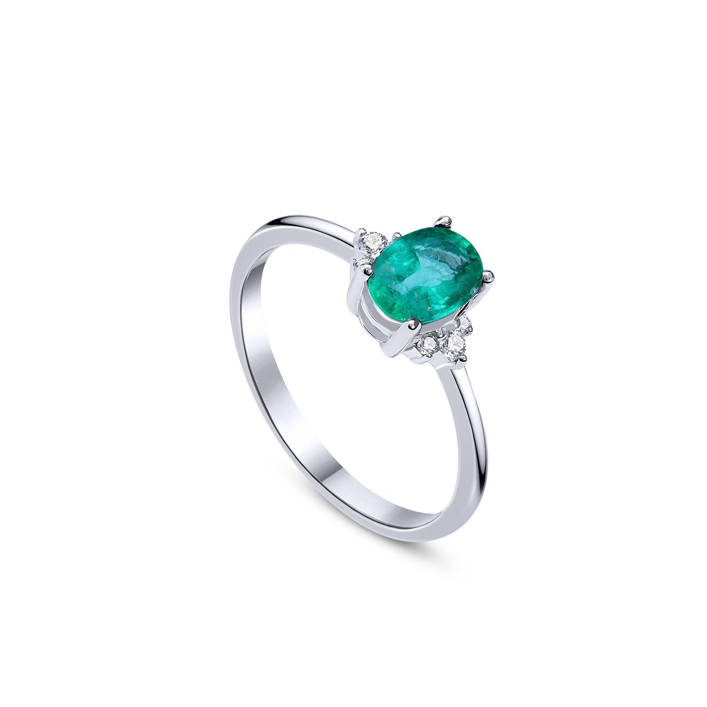 Oval Cut Emerald Diamond Ring