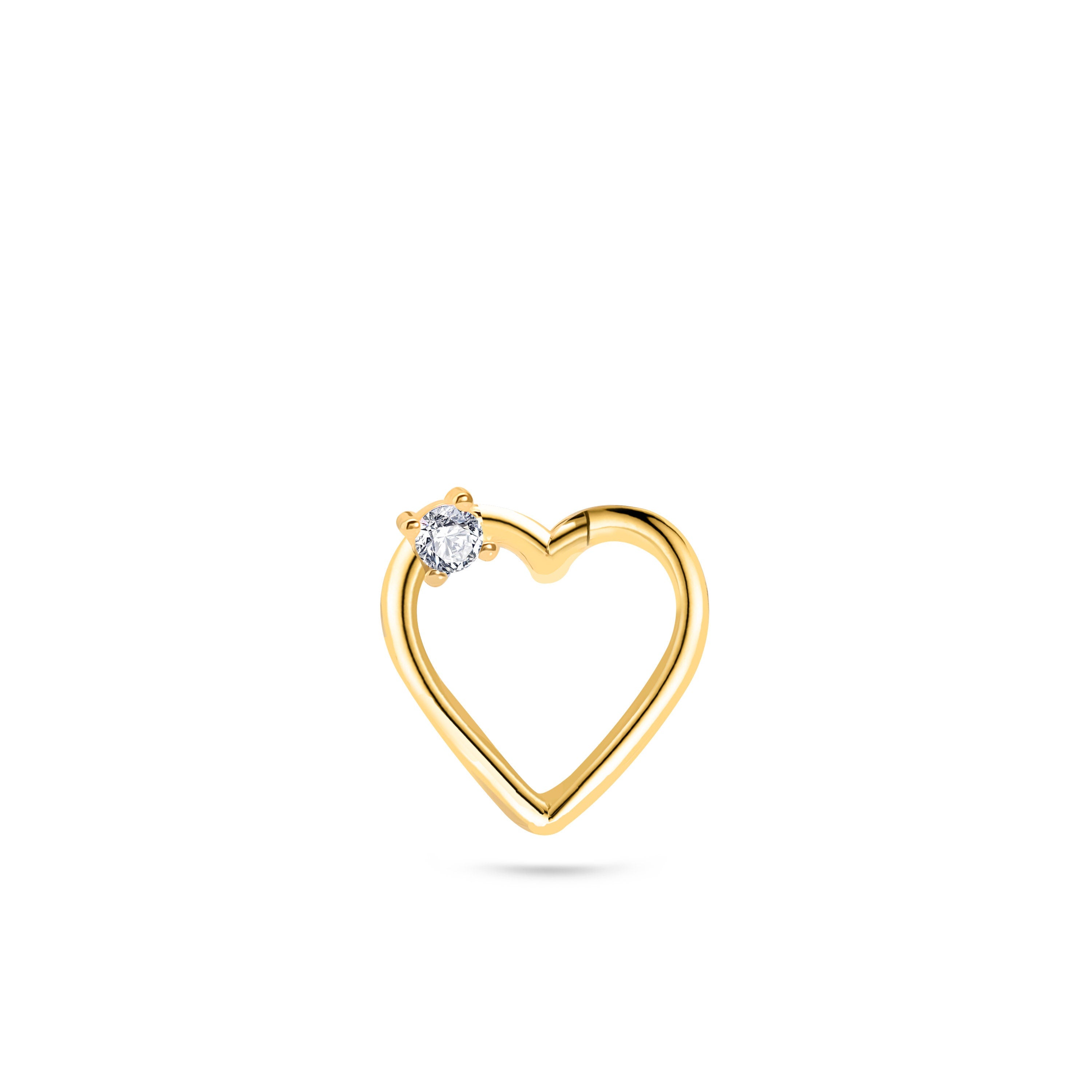 Single Heart Gold Piercing - 14K altın kalp piercing