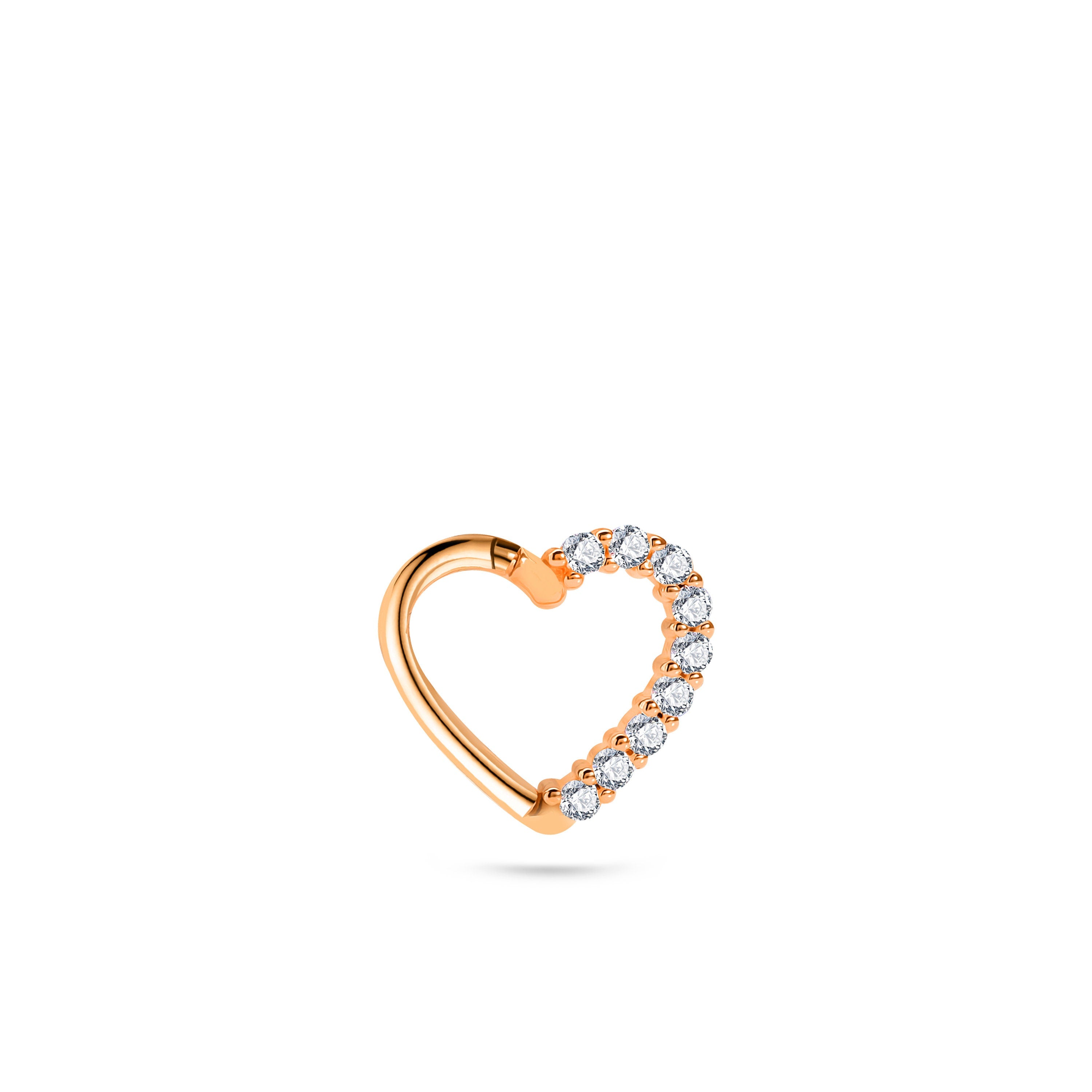 Half Heart Clicker Gold Piercing detay görünümü - 14K altın helix piercing