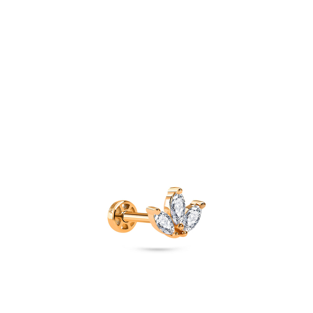 Lotus Gold Piercing detay görünümü - 14K altın pırlanta lotus piercing