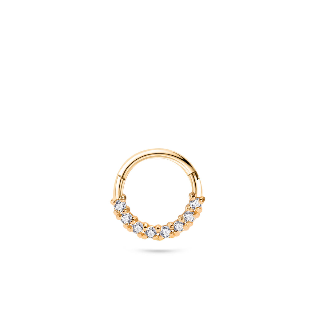 Half Clicker Gold Piercing detay görünümü - 14K altın pırlanta clicker piercing