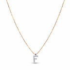 Gold Letter Diamond Kolye detay görünümü - 14K altın, pırlanta taşlı harf tasarım