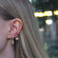 Diamond Pink Heart, Key and Lock Gold Earring