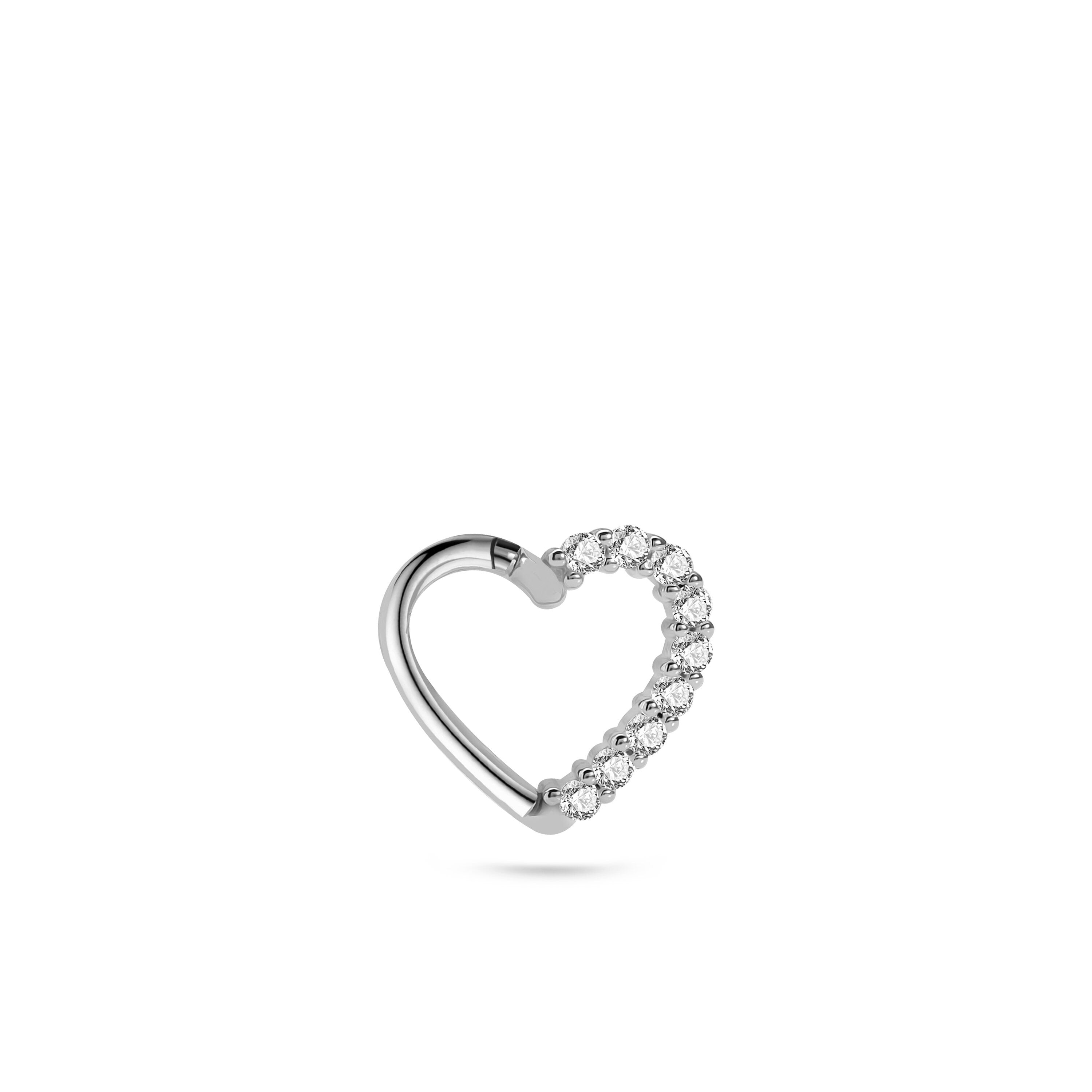 Half Heart Clicker Gold Piercing detay görünümü - 14K altın helix piercing