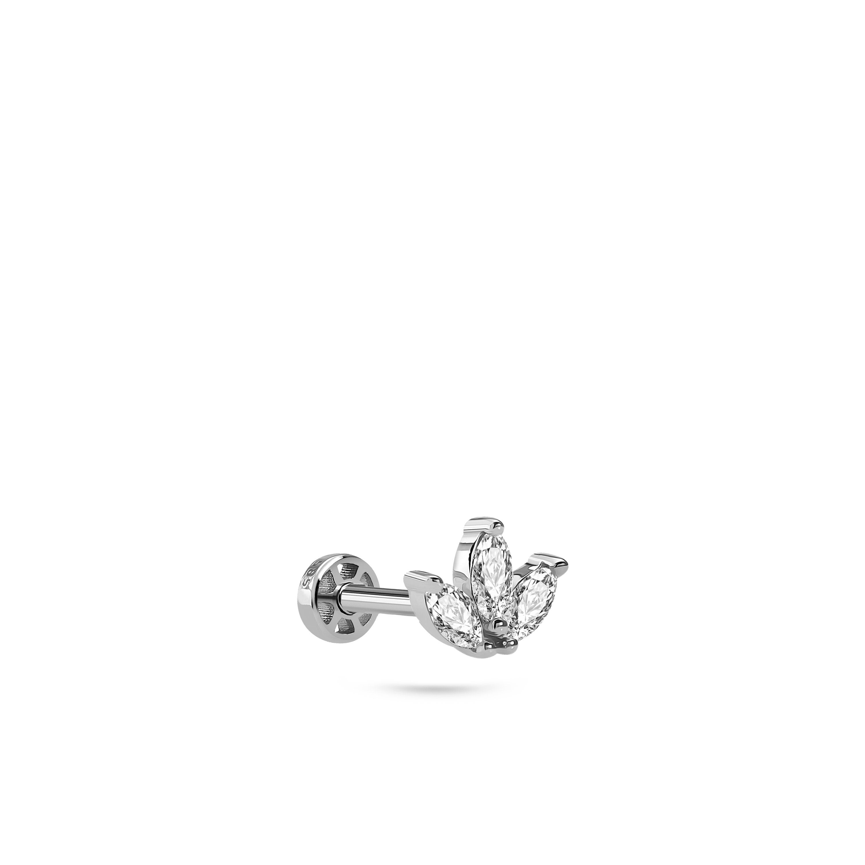 Lotus Gold Piercing detay görünümü - 14K altın pırlanta lotus piercing