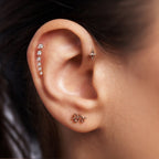 Snake yılan tasarımlı 14K altın piercing - helix ve cartilage için kulakta görünüm