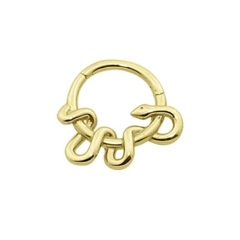 Snake Clicker yılan tasarımlı 14K altın piercing - helix ve cartilage için"