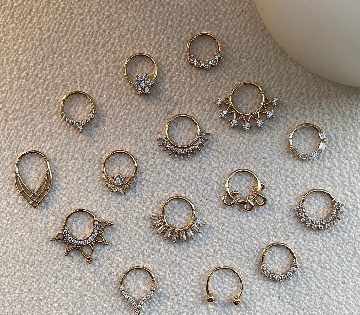 Baguette Gold Clicker Piercing
