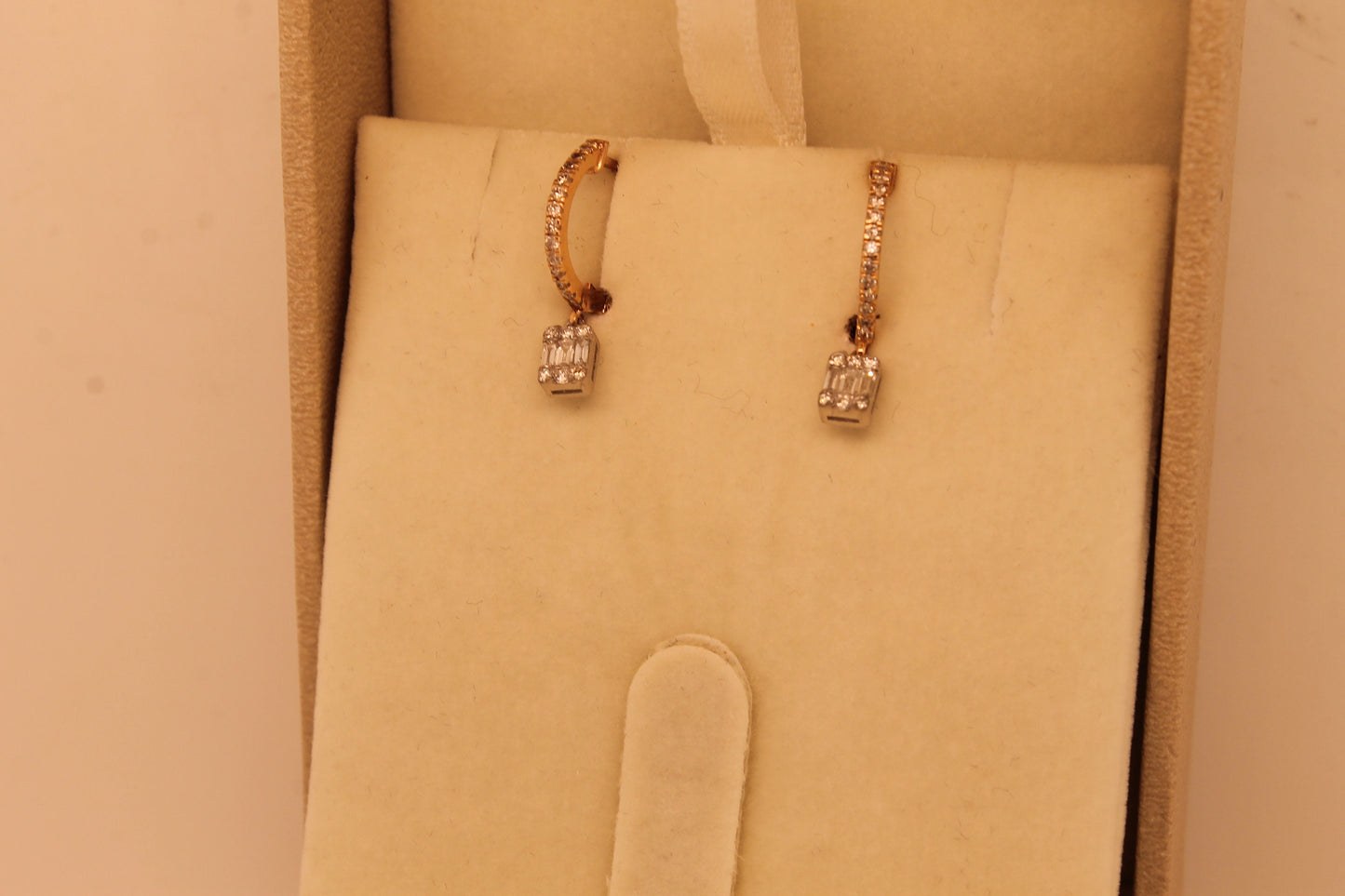 Pave Baguette Gold Earrings