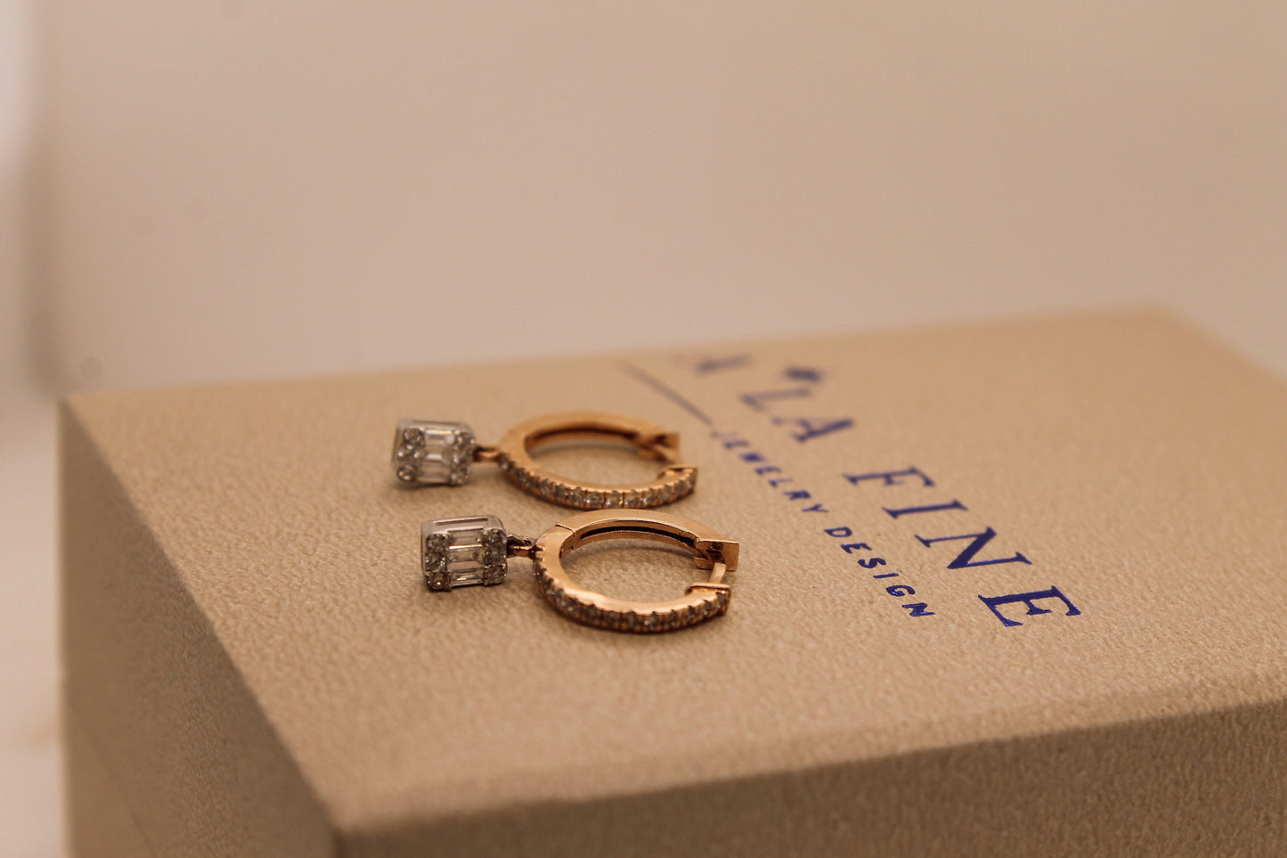 Pave Baguette Gold Earrings