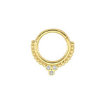 Trio Diamond Clicker Gold Piercing detay görünümü - 14K altın pırlanta clicker piercing