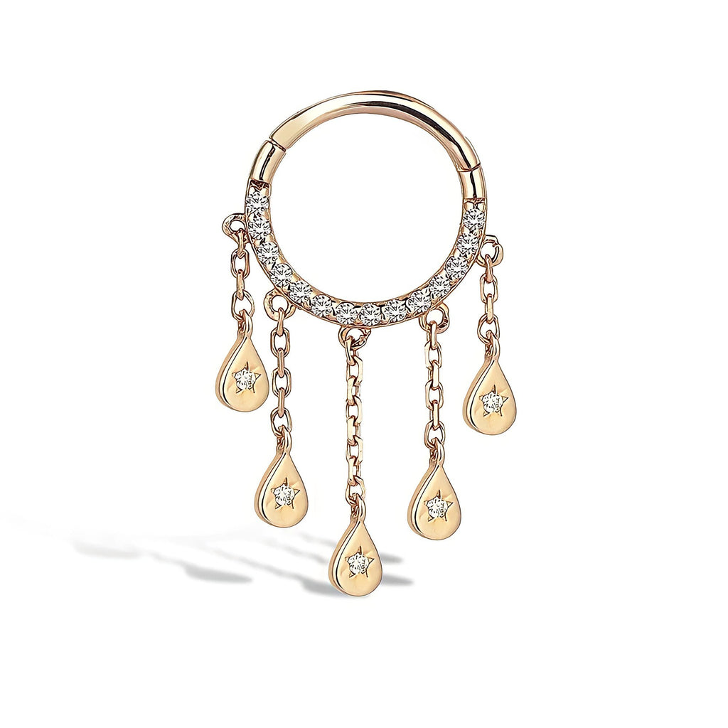 Star Diamond Clicker Gold Piercing detay görünümü - 14K altın pırlanta yıldız clicker piercing