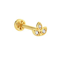 Luck Gold Piercing - 14K altın şans piercing, 0.06 ct pırlanta veya zirkon taşlı