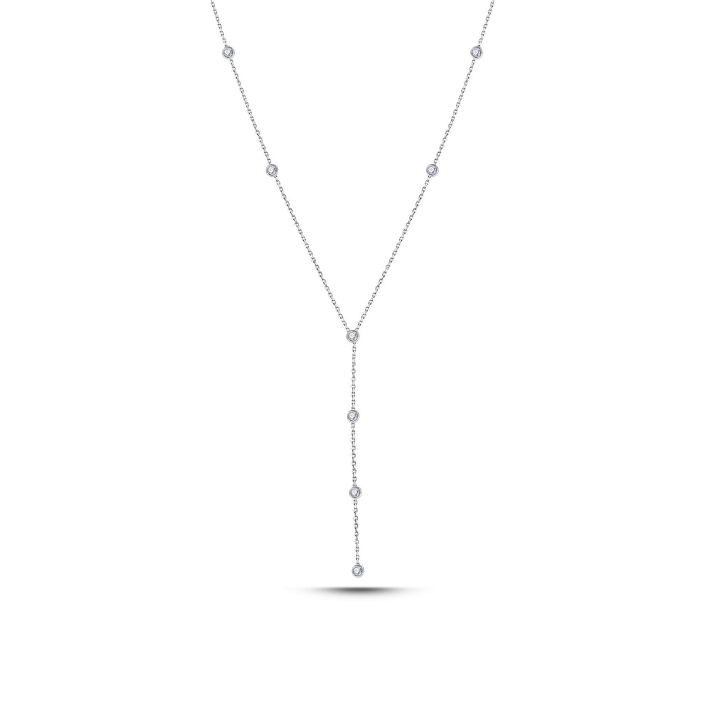 Bezel Diamond Kolye detay görünümü - 14K altın pırlanta bezel kolye