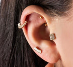 Five Baguette piercing kulak üzerinde görünüm - baguette pırlanta detay