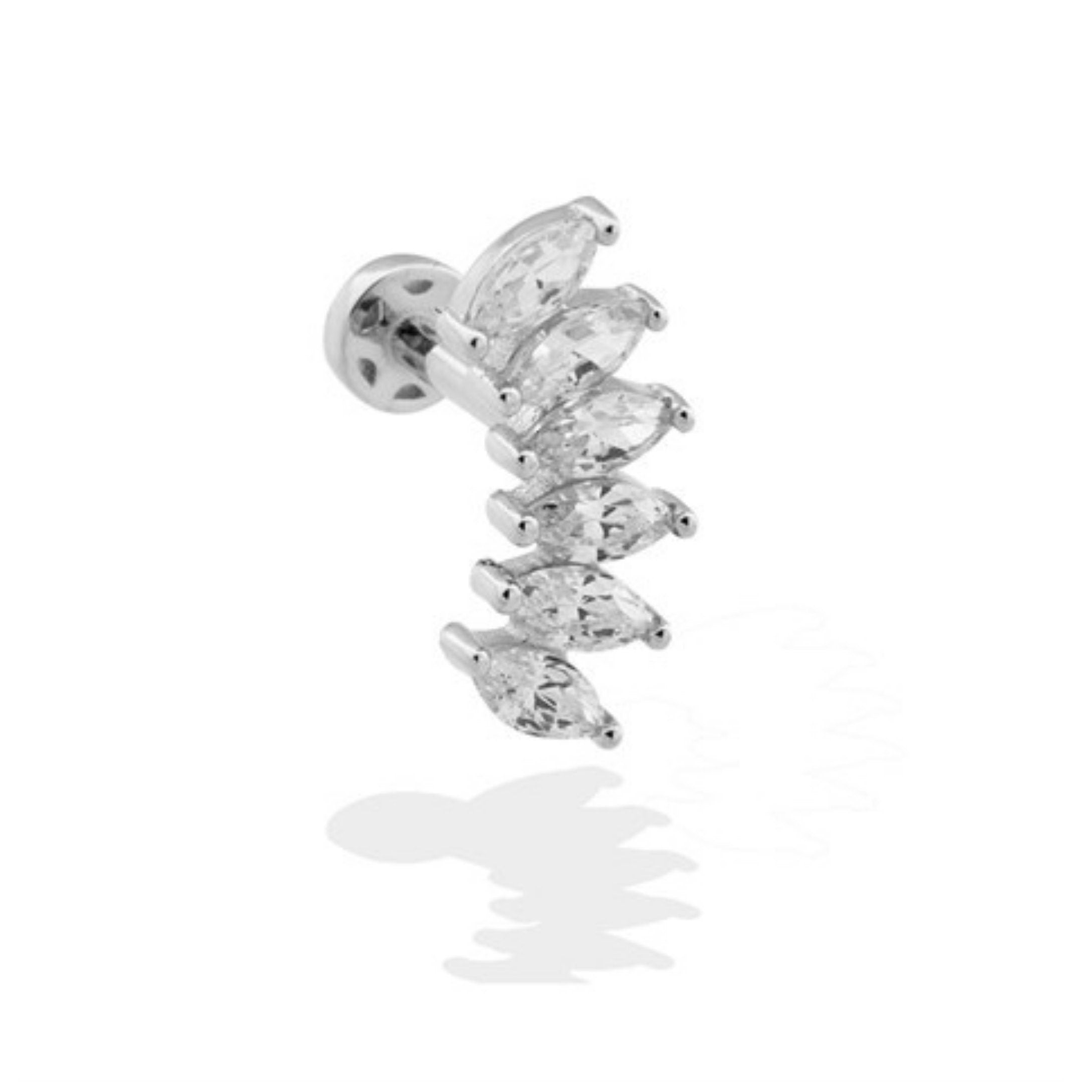 Marquise kesim zirkon taşlı 14K altın piercing - helix ve cartilage için