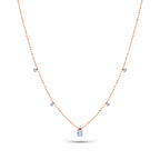 14K altın Baguette Graine baget pırlanta kolye