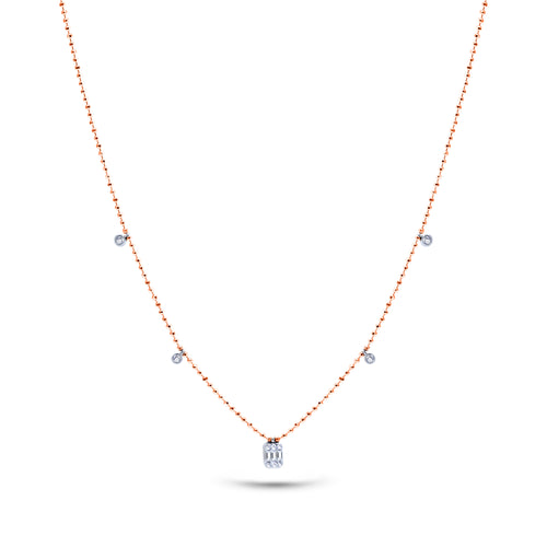 14K altın Baguette Graine baget pırlanta kolye