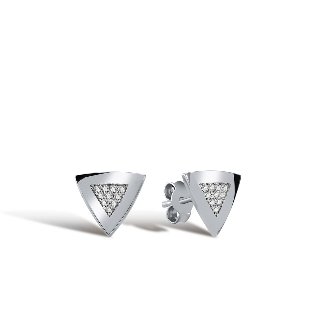 Trine Küpe detay görünümü - 14K altın pırlanta pimli küpe