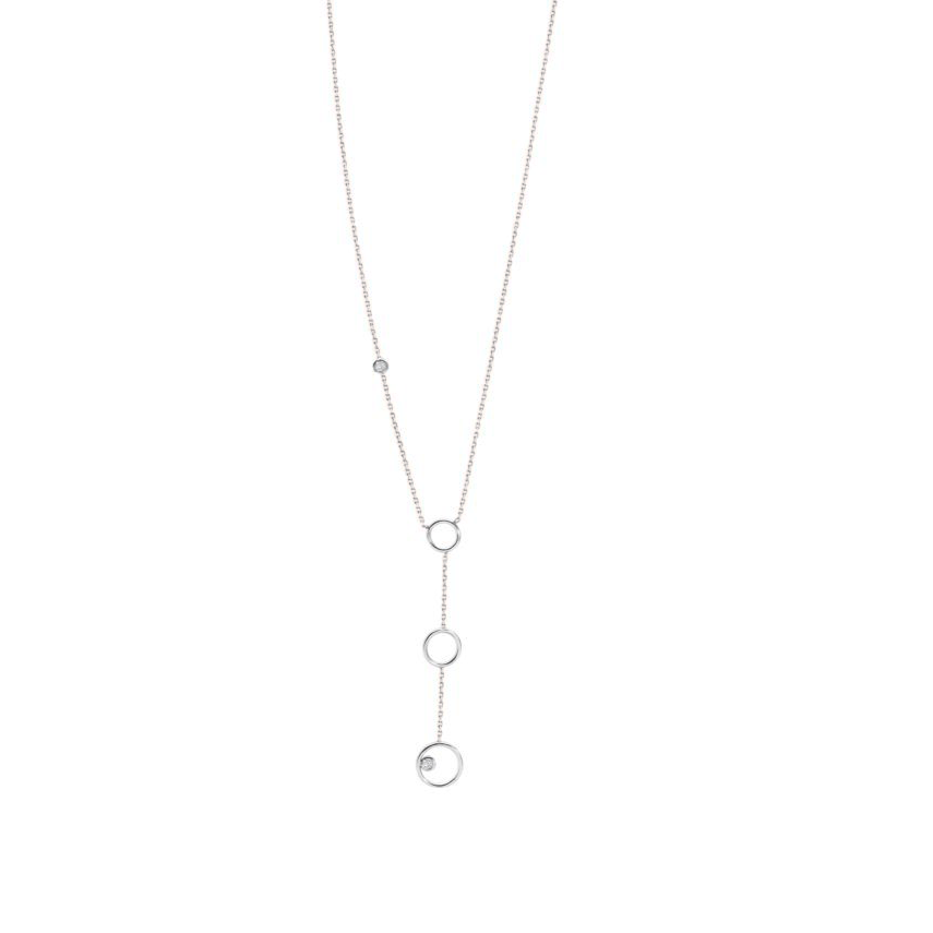 14K altın Trio Diamond kolye, üç pırlanta taşlı tasarım