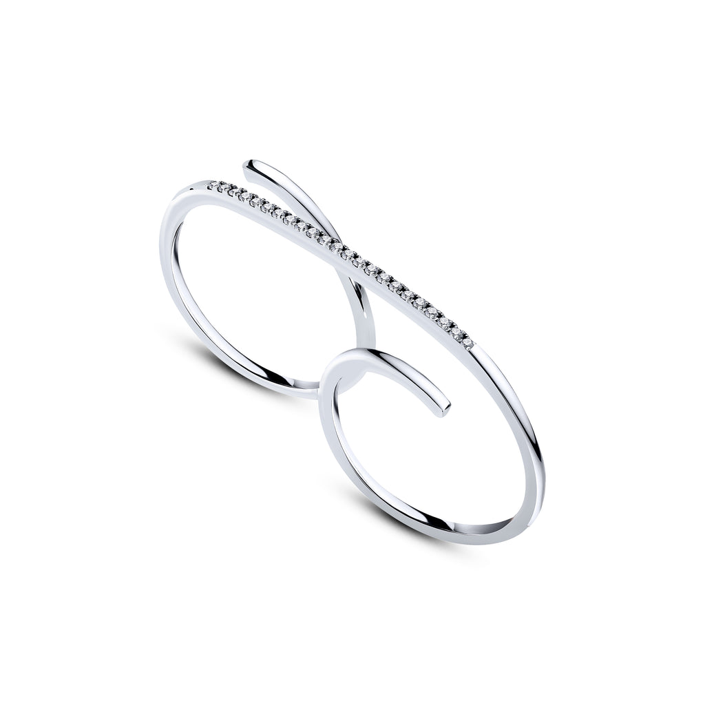 Twin Yüzük detay görünümü - 14K altın pırlanta ikiz yüzük