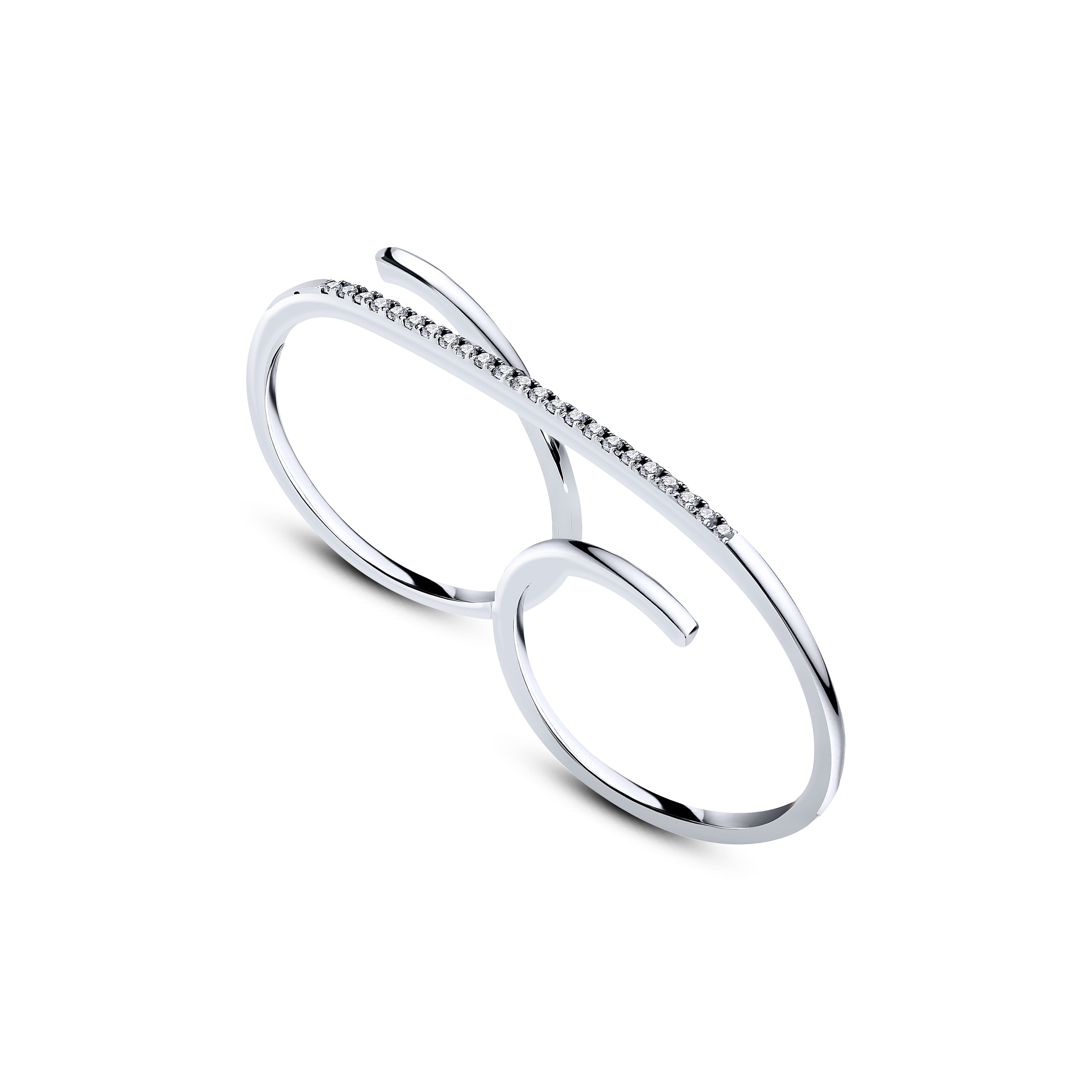 Twin Yüzük detay görünümü - 14K altın pırlanta ikiz yüzük