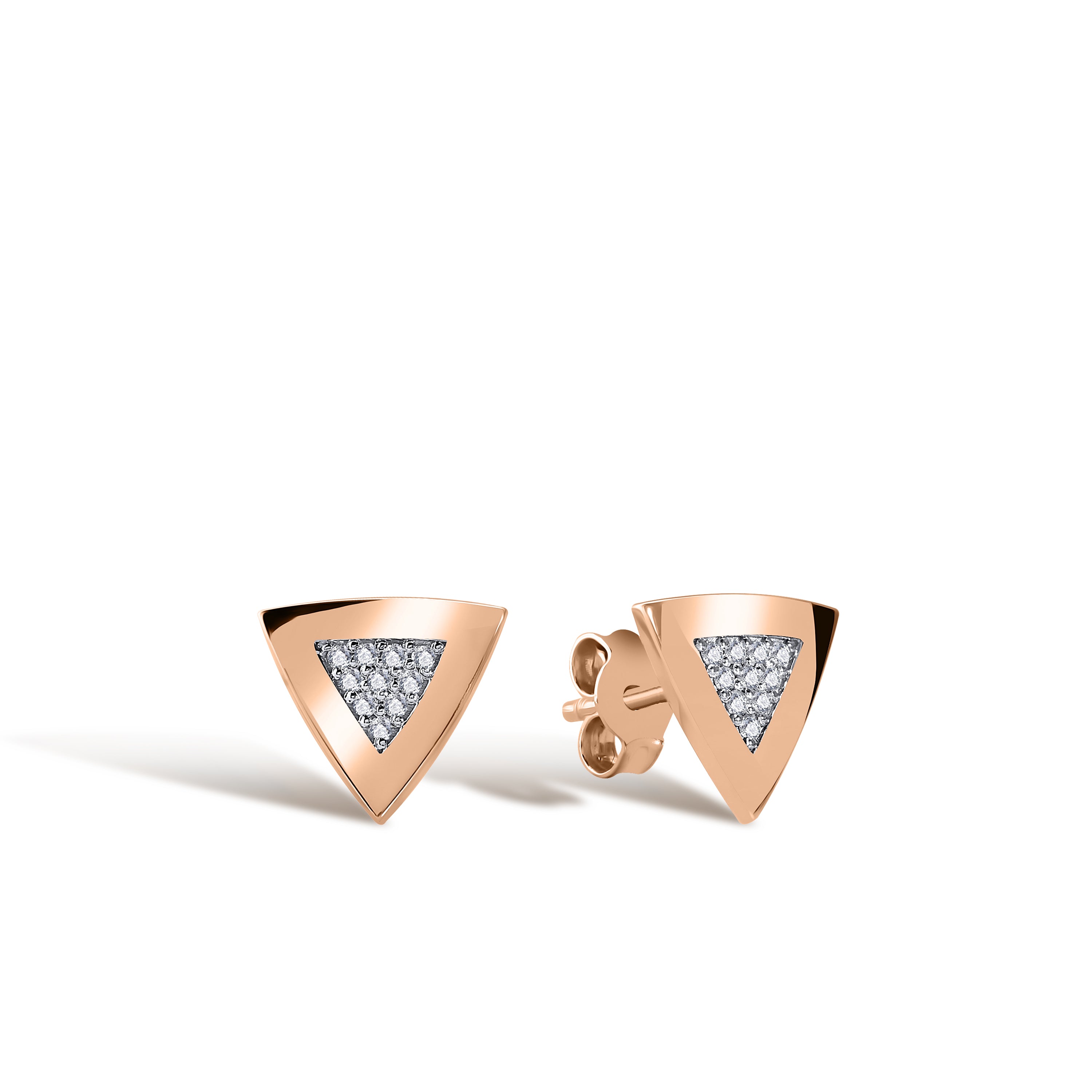 Trine Küpe detay görünümü - 14K altın pırlanta pimli küpe